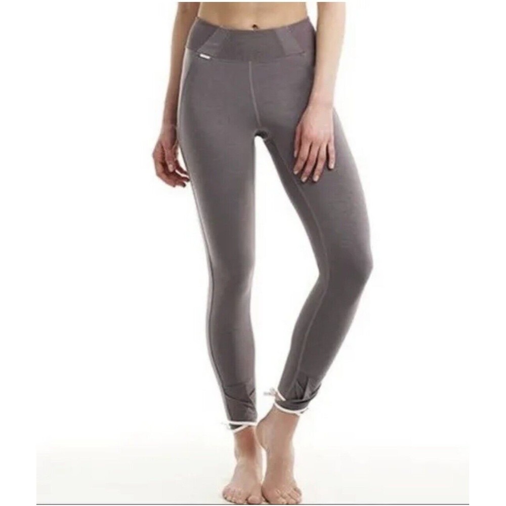LOLE Women's leggings Grey White Ankle Strap size Large Pull On Mesh High Waist